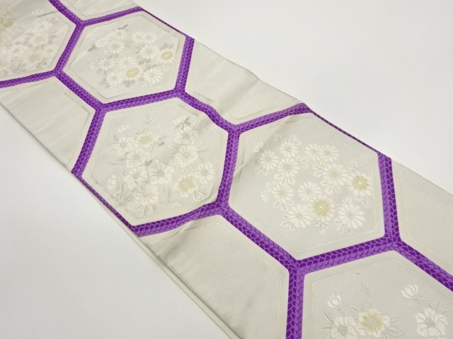 JAPANESE FUKURO OBI / WOVEN FLORAL PLANTS